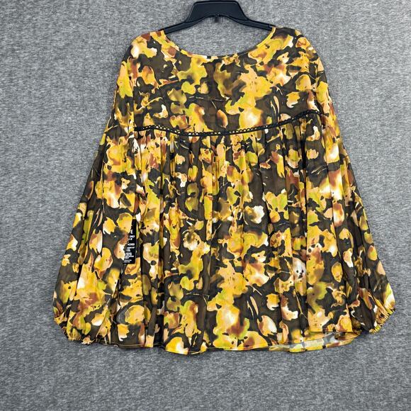 June + Vie Women's Plus Size 3X Lace Trim Blouse Boho Peasant Sheer - Picture 3 of 9